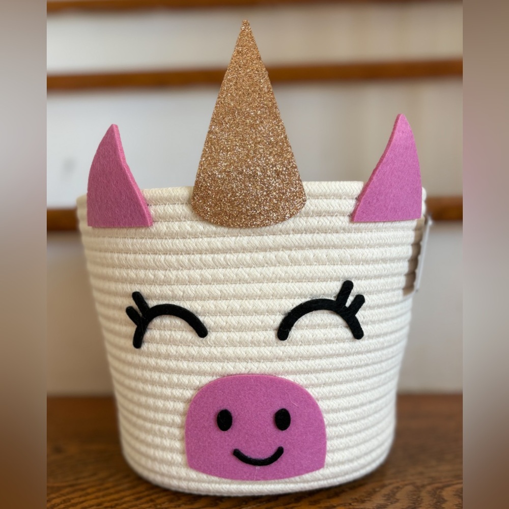 Unicorn‎ Coil Rope Basket with Gold Horn 3 Pack NWT